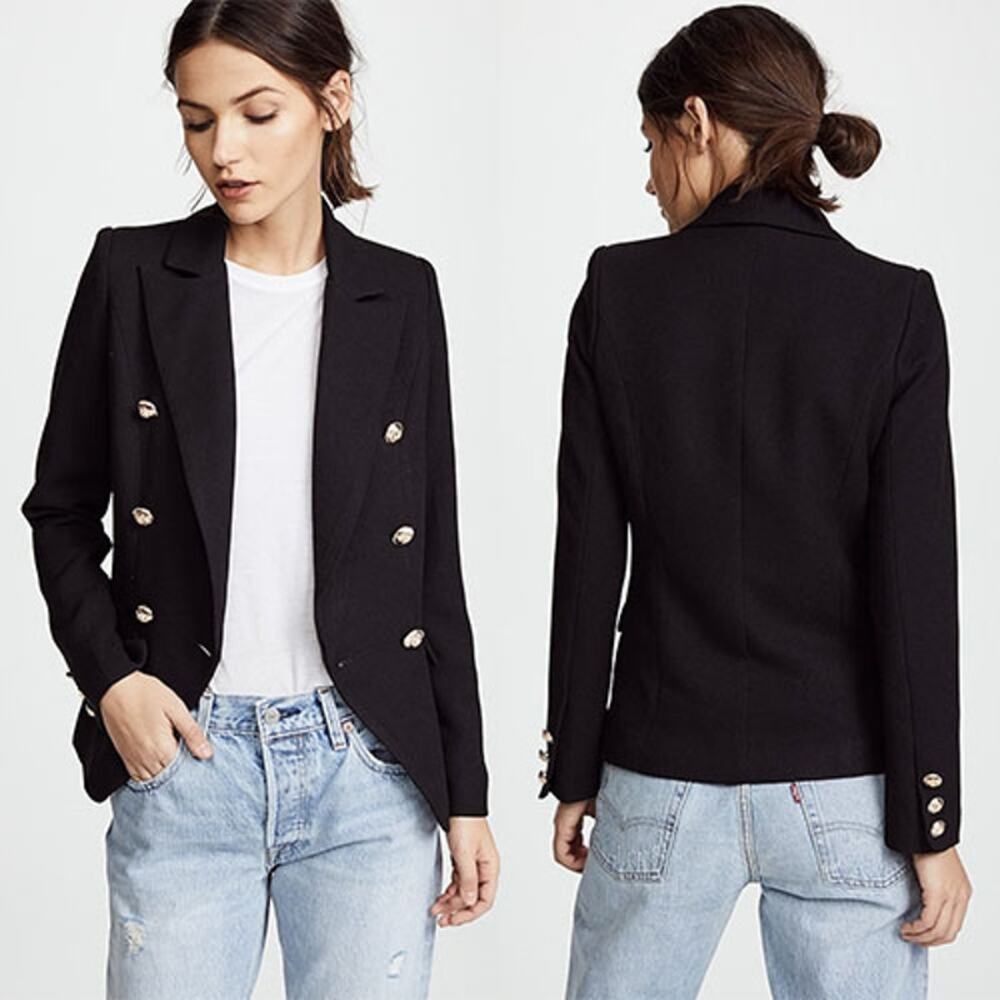 NEW Lioness Palermo Black Blazer Collared Neck with Gold Hardware Buttons